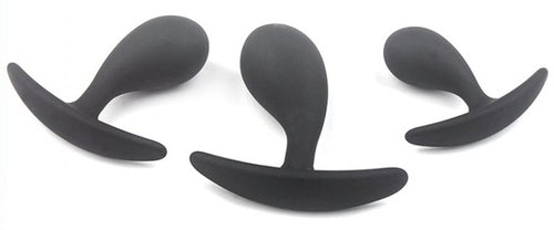 Kit de 3 mini Plugs prostatiques Silicone 11 x 3.5cm Noir