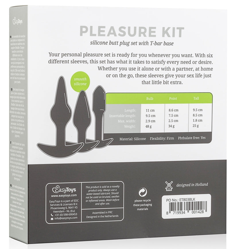 Kit de 3 plugs Pleasure Noirs