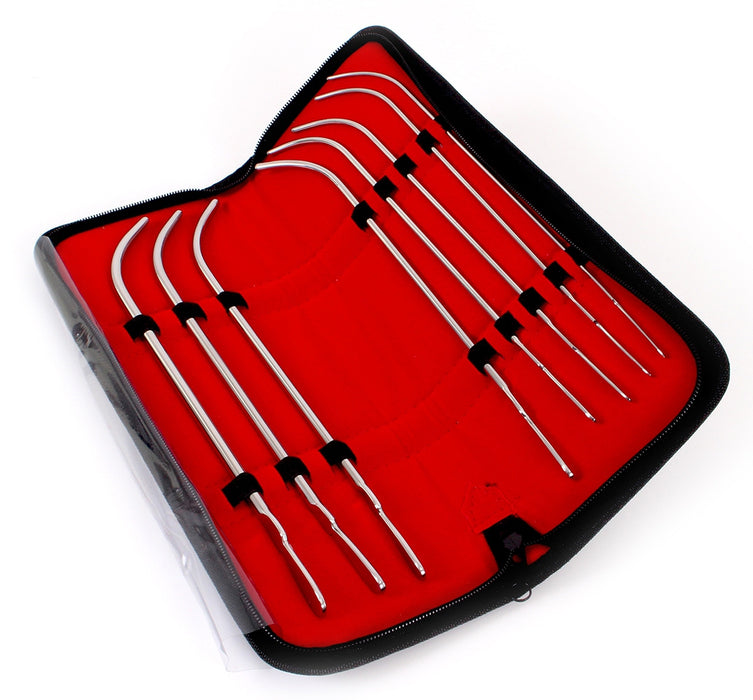 Kit de 8 tiges d'urètre courbées Van Buren 22cm - Diamètres 3 à 7mm