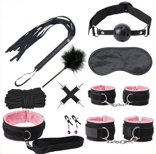 Kit SM BONDAGE PUSH 9 Pièces Noir-Rose