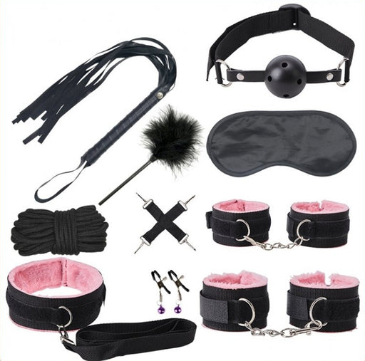 Kit SM BONDAGE PUSH 9 Pièces Noir-Rose