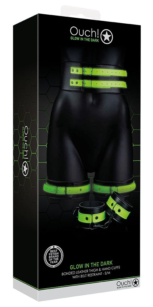 Kit SM Ceinture et Menottes phosphorescentes Glow Restraint