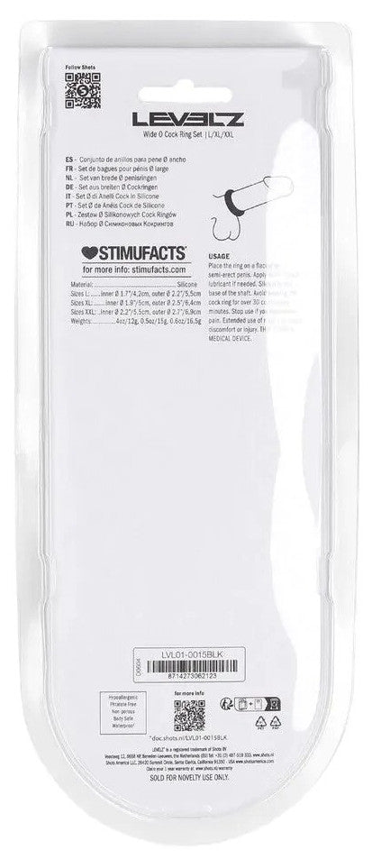 Lot de 3 Cockings Silicone Wide-O L-XXL 42-55mm