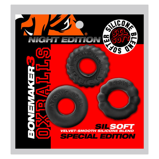 Lot de 3 Cockrings Bonemaker Night Edition Noirs