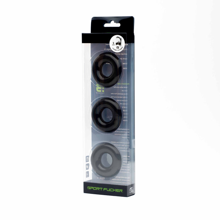 Lot de 3 cockrings Chubby Noirs