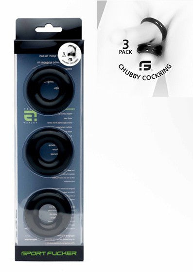 Lot de 3 cockrings Chubby Noirs