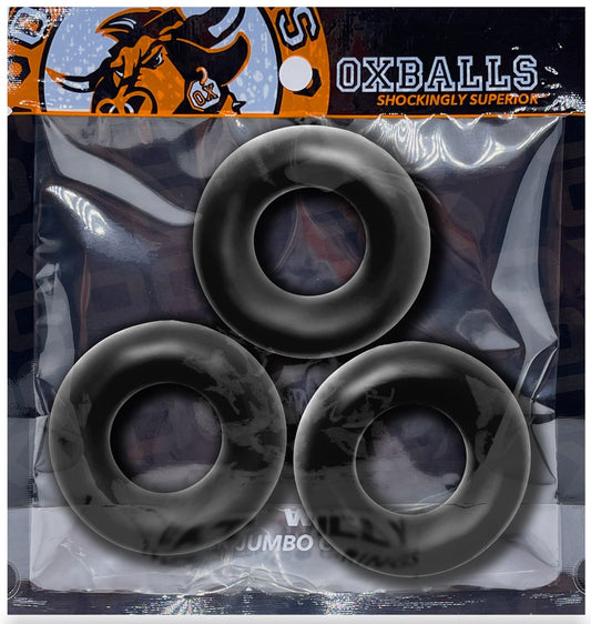 Lot de 3 cockrings Fat Willy Noirs