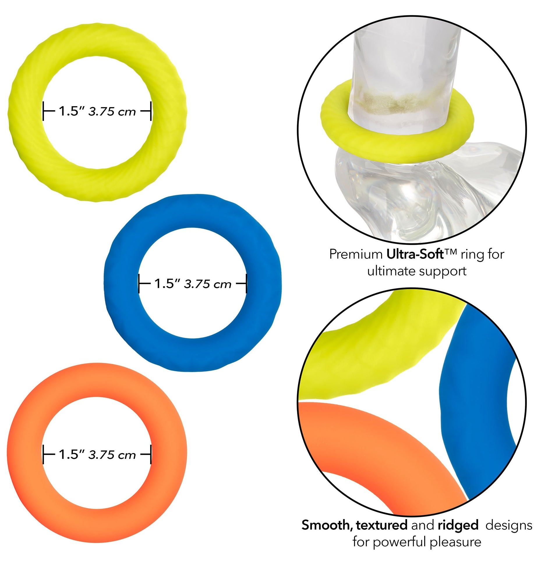 Lot de 3 cockrings Link Up Climax 38mm