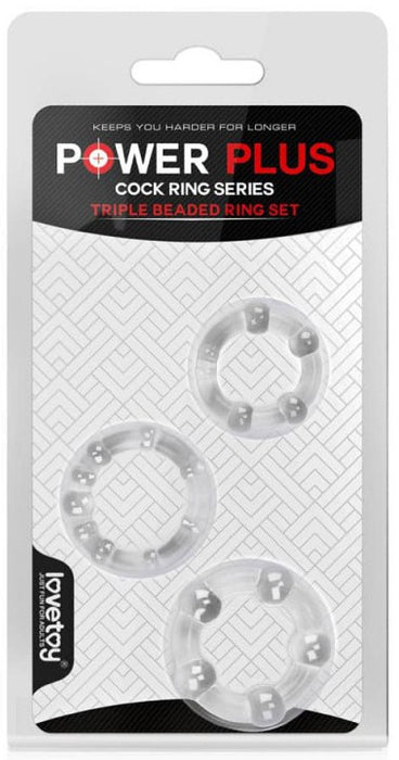 Lot de 3 cockrings Power Plus transparents