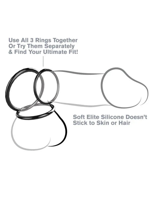 Lot de 3 cockrings Silicone C-Ringz
