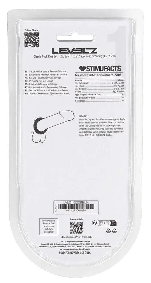 Lot de 3 Cockrings silicone Classic Levelz 23-30mm