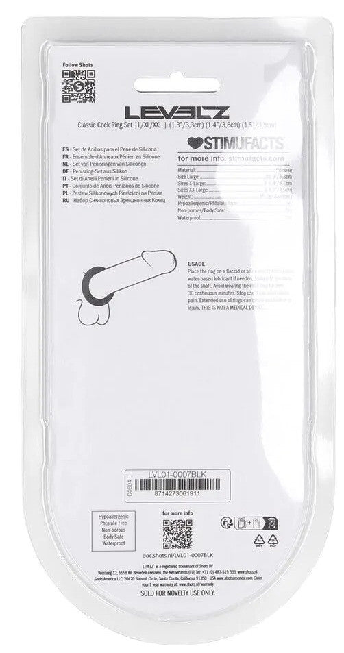 Lot de 3 Cockrings Silicone Classic Levelz 33-39mm