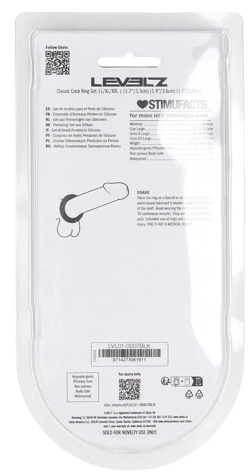 Lot de 3 Cockrings Silicone Classic Levelz 33-39mm