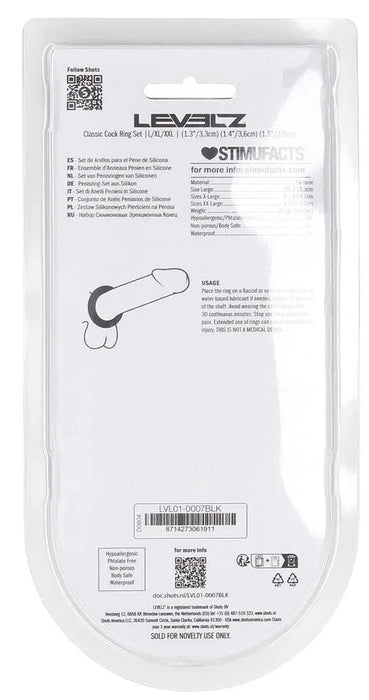 Lot de 3 Cockrings Silicone Classic Levelz 33-39mm