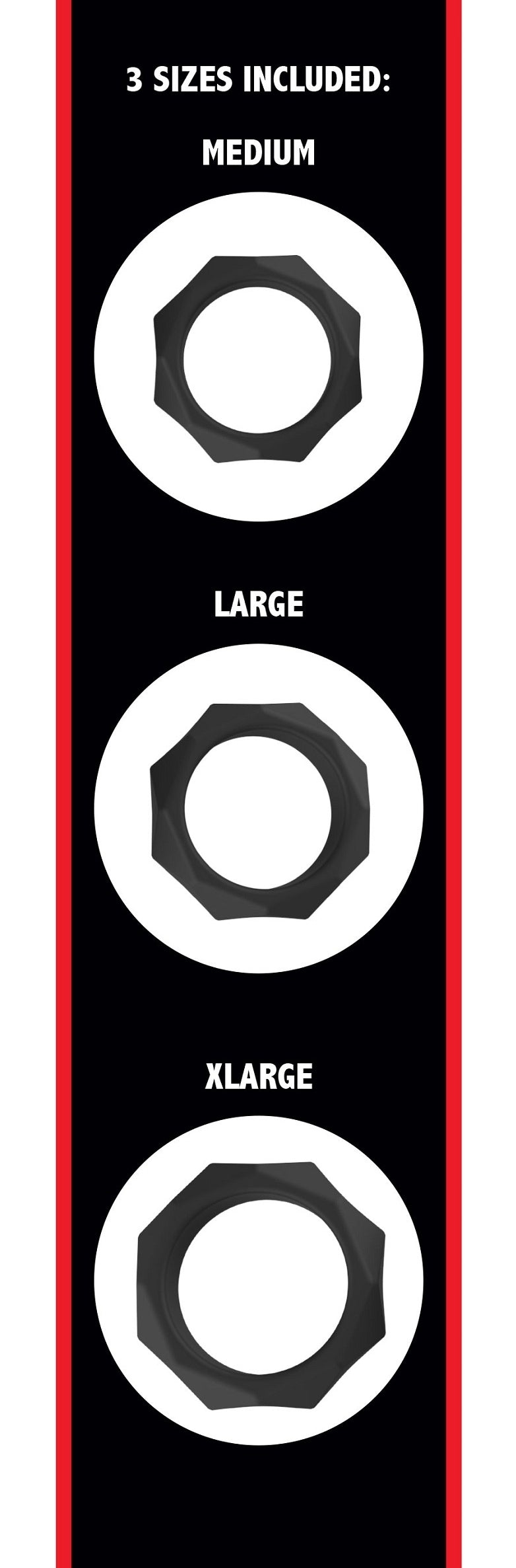 Lot de 3 Cockrings Silicone Heavy C-Ring Noirs