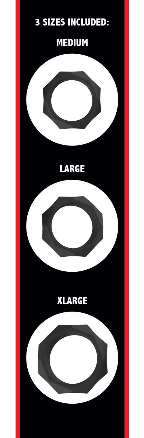 Lot de 3 Cockrings Silicone Heavy C-Ring Noirs