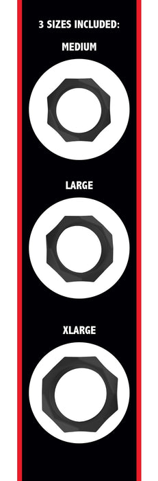 Lot de 3 Cockrings Silicone Heavy C-Ring Noirs