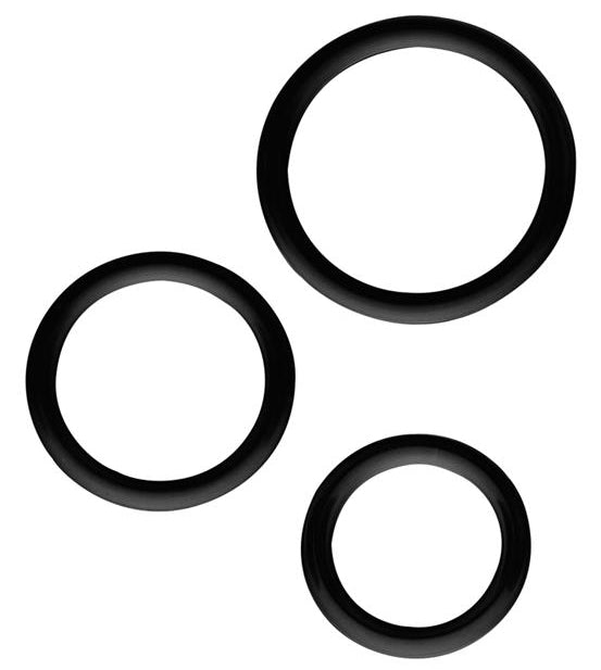 Lot de 3 cockrings Silicone Magnum Force Noir