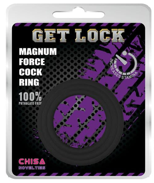 Lot de 3 cockrings Silicone Magnum Force Noir
