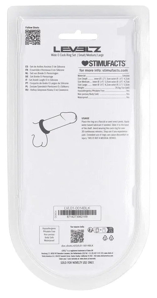 Lot de 3 Cockrings Silicone Wide-O S-L 30-42mm