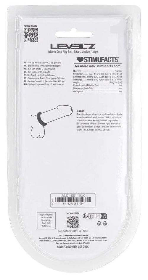 Lot de 3 Cockrings Silicone Wide-O S-L 30-42mm