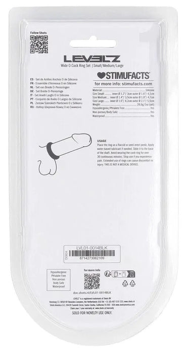 Lot de 3 Cockrings Silicone Wide-O S-L 30-42mm