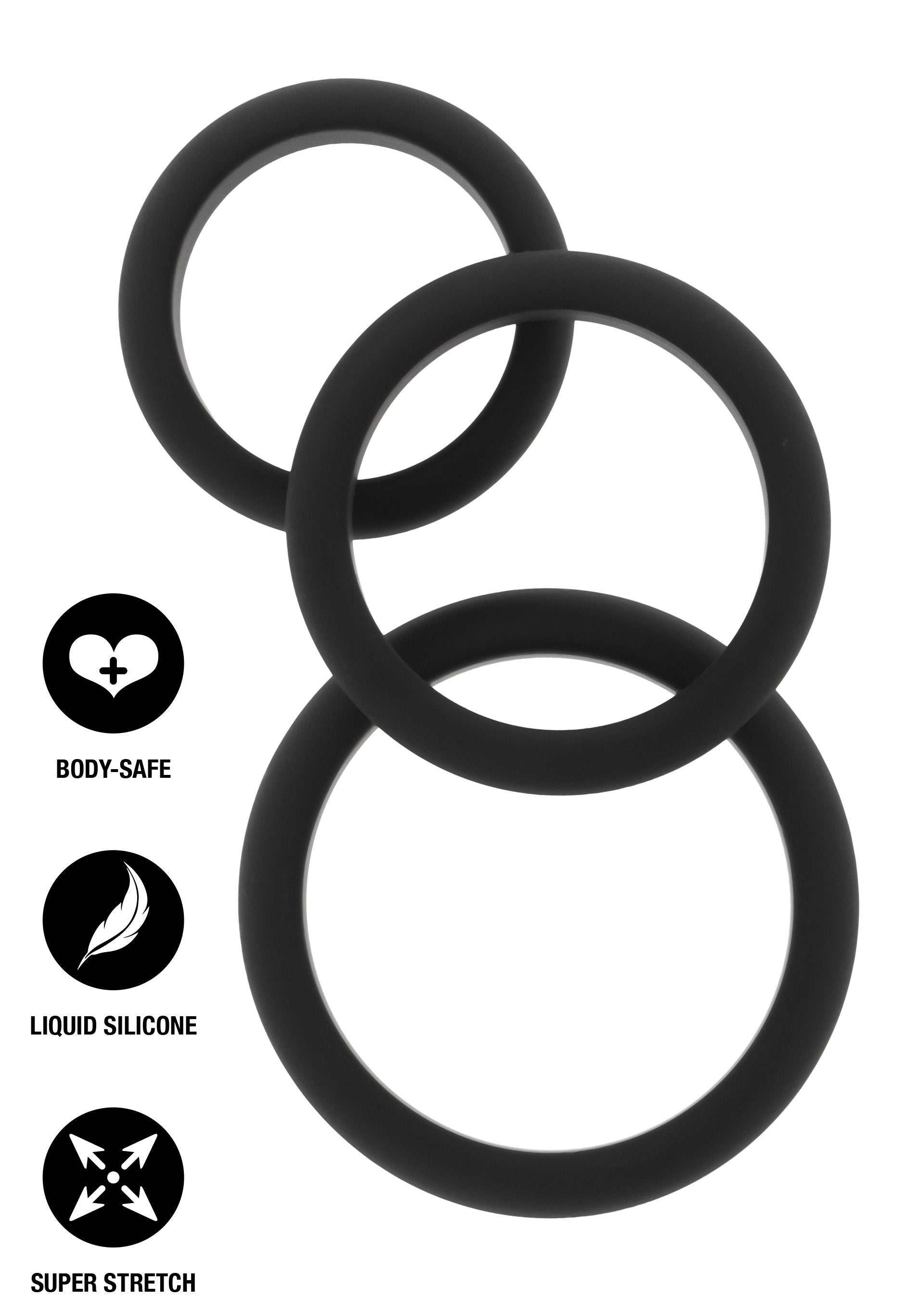 Lot de 3 Cockrings Stamcock Noirs