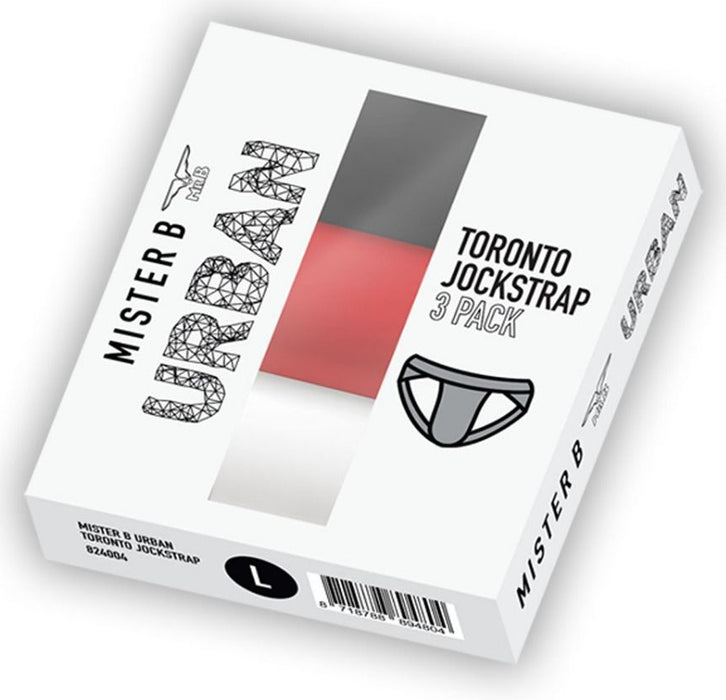 Lot de 3 Jockstraps Mister B TORONTO Blanc-Noir-Rouge