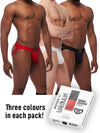 Lot de 3 Jockstraps Mister B TORONTO Blanc-Noir-Rouge