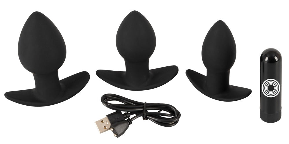 Lot de 3 plugs vibrants Silibutt Noirs