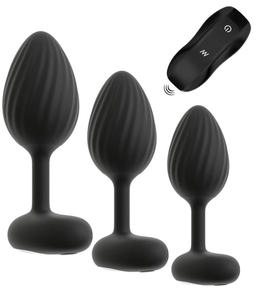 Lot de 3 Plugs vibrants Vrillass Noirs 10 Vibrations