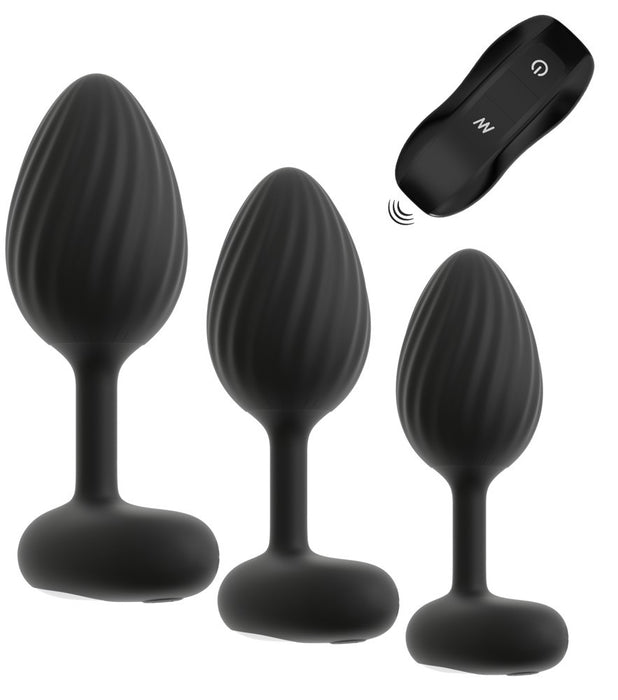 Lot de 3 Plugs vibrants Vrillass Noirs 10 Vibrations