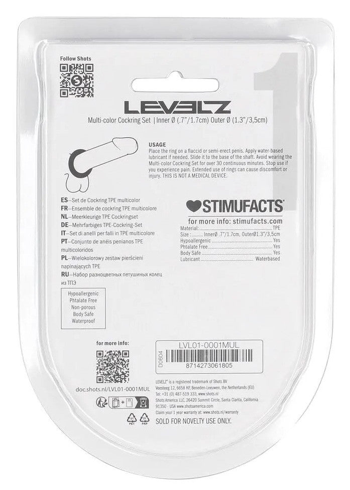 Lot de 4 Cockrings CockFlex 17 mm Multicolores