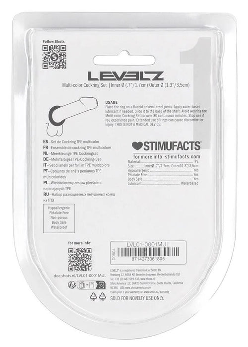 Lot de 4 Cockrings CockFlex 17 mm Multicolores