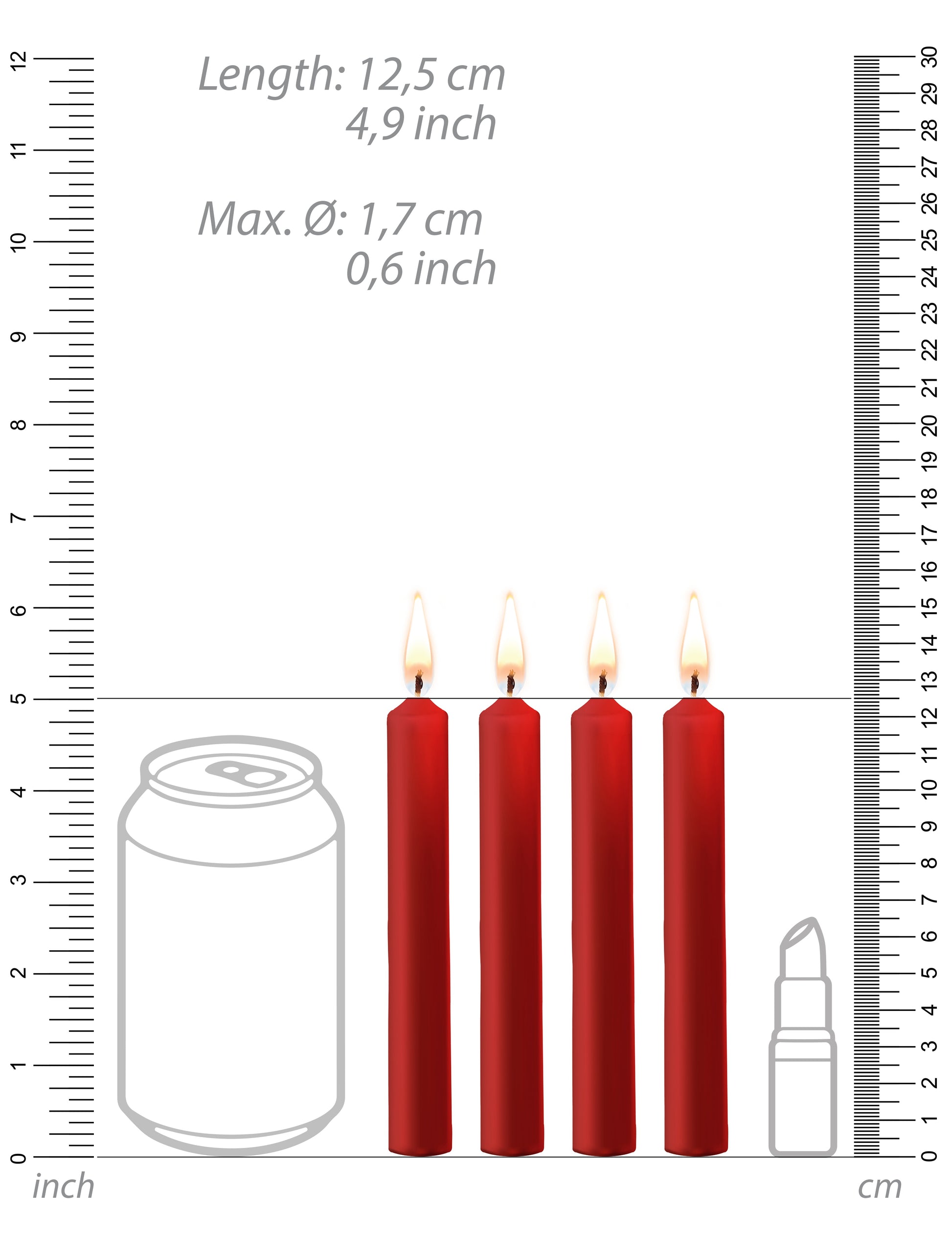 Lot de 4 Mini bougies SM Wax Rouge