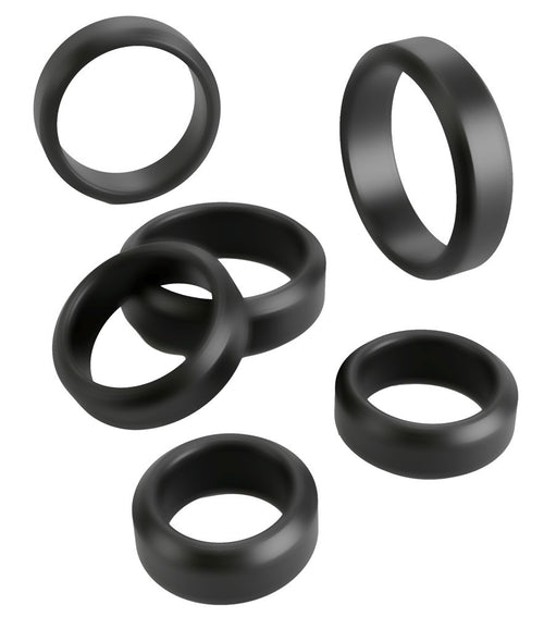Lot de 6 Cockrings Cock & Ball 26 à 56 mm Noirs