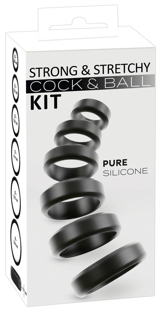 Lot de 6 Cockrings Cock & Ball 26 à 56 mm Noirs