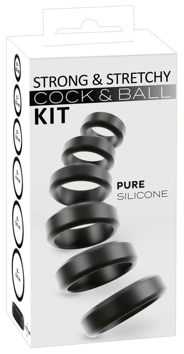 Lot de 6 Cockrings Cock & Ball 26 à 56 mm Noirs