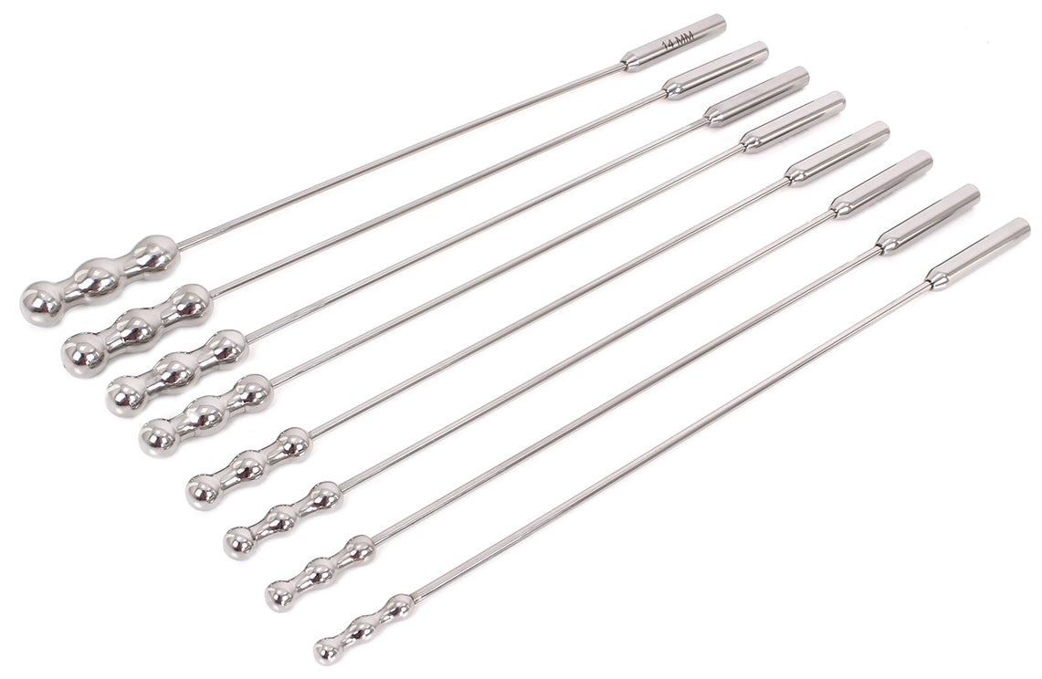 Lot de 8 tiges d'urètre Dilator Beads 28cm - Diamètre de 7 à 14mm