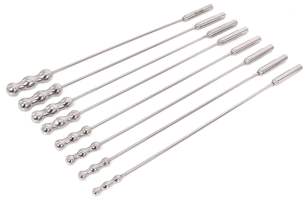 Lot de 8 tiges d'urètre Dilator Beads 28cm - Diamètre de 7 à 14mm