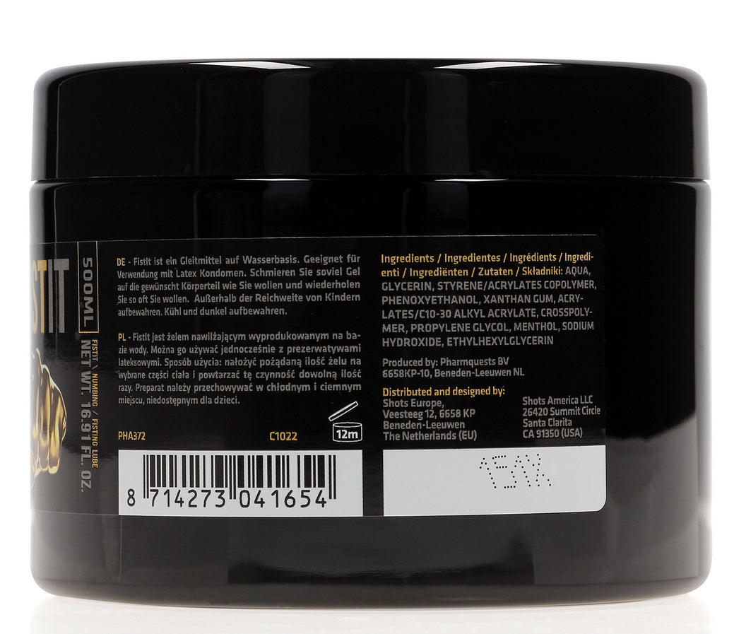 Lubrifiant relaxant Fst it Numbing 500 ml - Pot noir