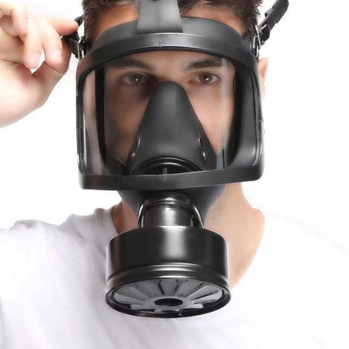 Masque à gaz BDSM FULL VISU Noir