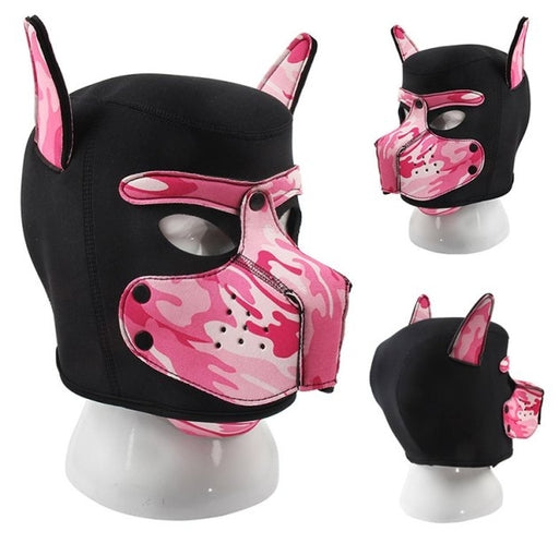Masque Puppy Néoprène Dog On Noir-Camouflage Rose