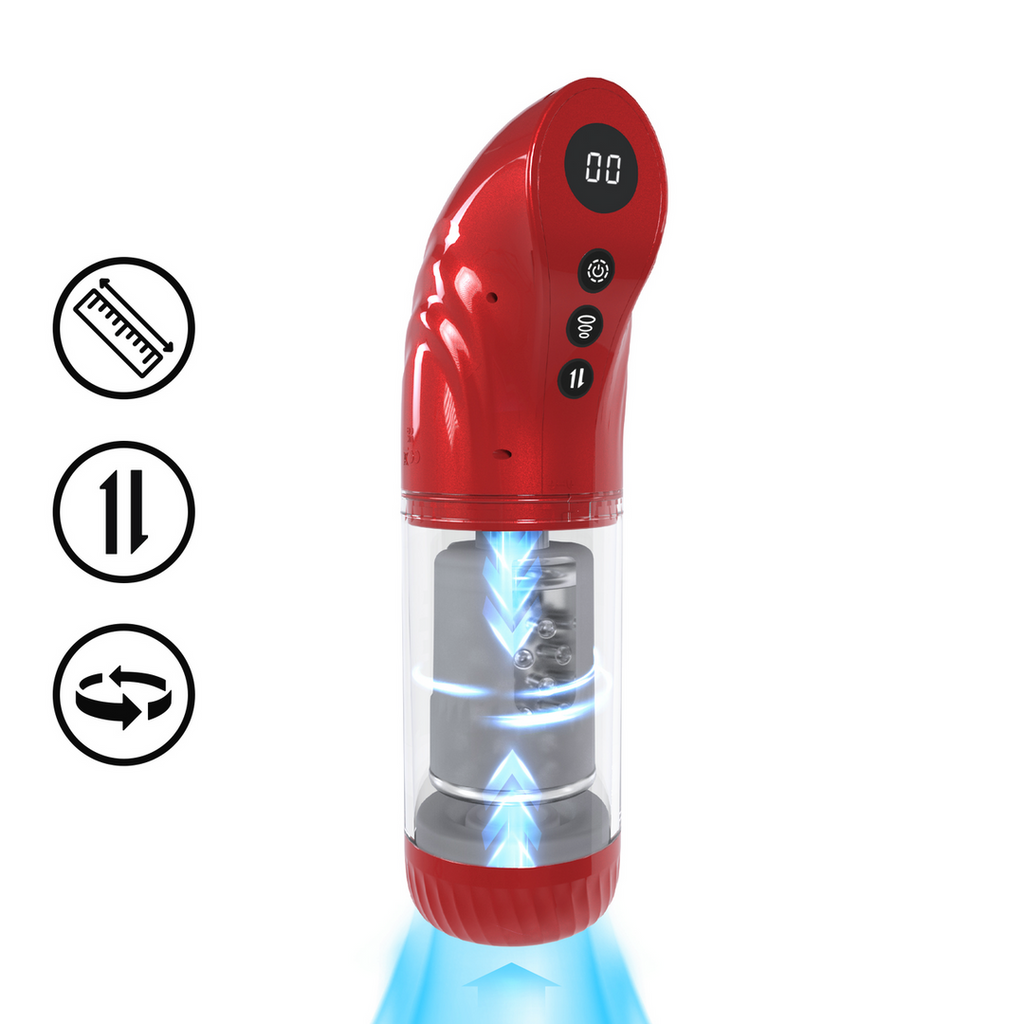 Masturbateur Strokemate Rotation et Va-et-Vient Rouge