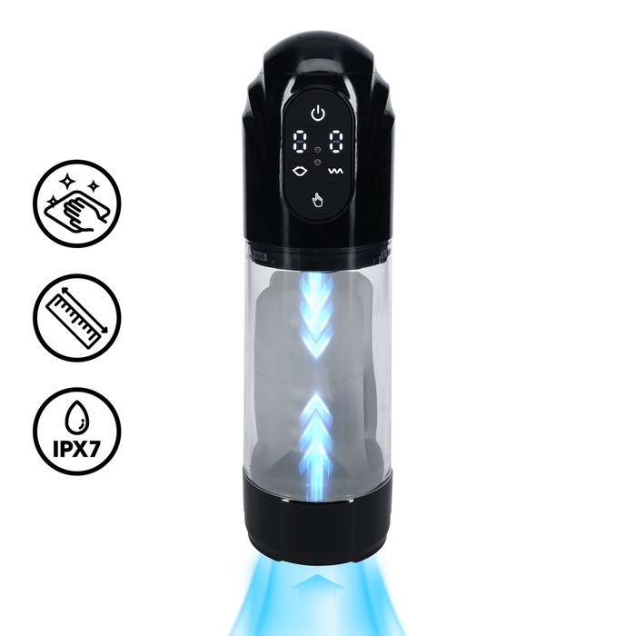 Masturbateur TechnoThrust Vibration et Succion Noir