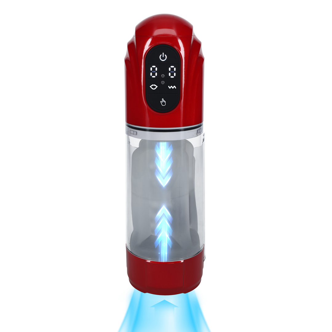 Masturbateur TechnoThrust Vibrations et Succion Rouge