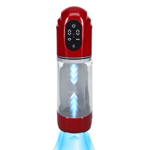 Masturbateur TechnoThrust Vibrations et Succion Rouge
