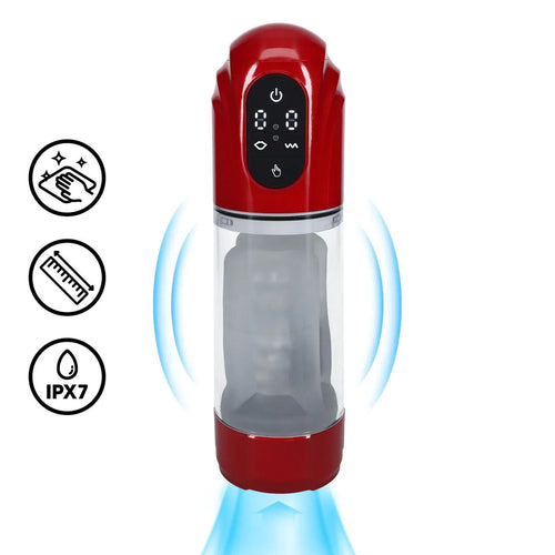 Masturbateur TechnoThrust Vibrations et Succion Rouge