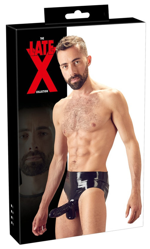 Slip en latex avec étui pénien perlé