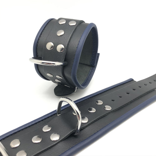Menotte en cuir - Noir/Bleu